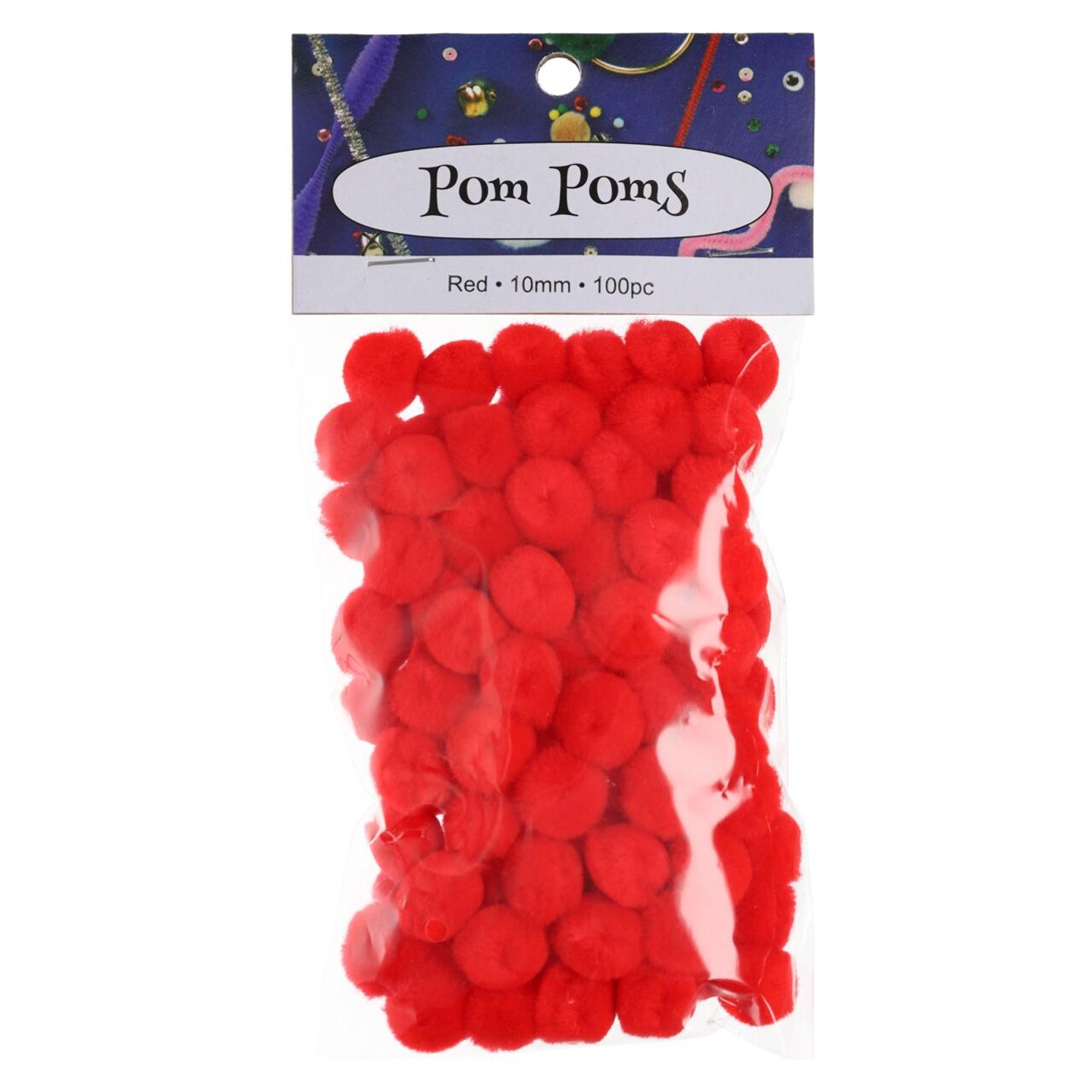 PA Essentials Pom Pom Balls 10mm 100pc Red – Arts and Crafts Supplies, Puff Balls for DIY Projects, Pompoms for Crafting, Pom Pom Decorations, Kids Craft Accessories